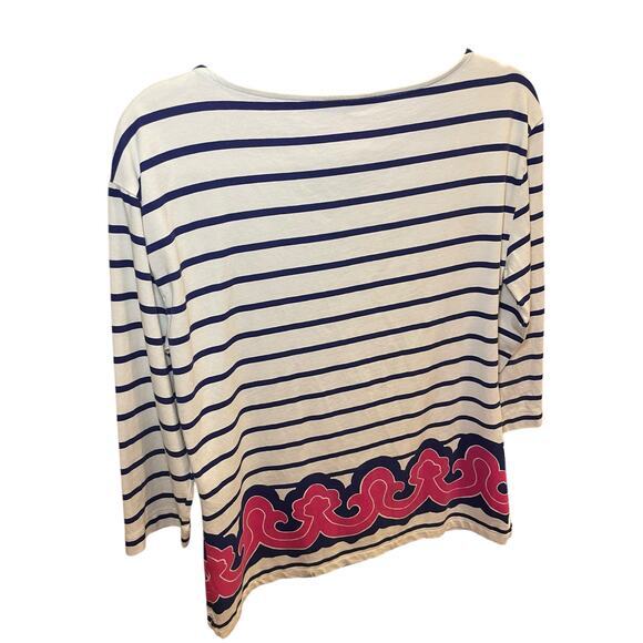 Vineyard Vines Women XS Tunic Blouse Fisherman Core Nautical Preppy Pink & Navy - Picture 9 of 13